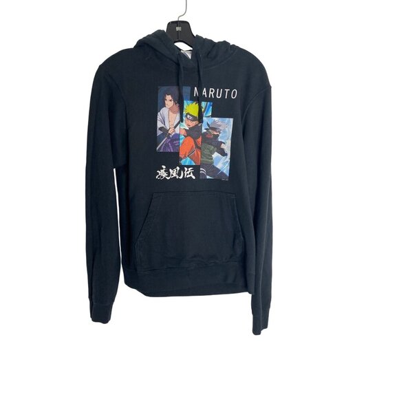 Y2K NARUTO MEN'S SHIPPUDEN 3 PANELS AND KANJI PULLOVER SWEATSHIRT HOODIE SZ S - Picture 1 of 6